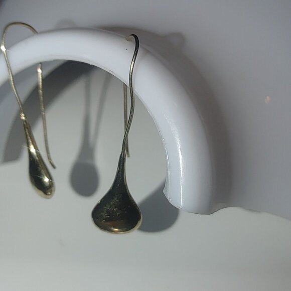 Teardrop Hook Earrings Long Sterling Silver Inch and Half Adjustable Bends - Picture 10 of 11